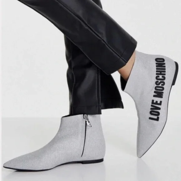 Love Moschino Glitter Argento Ankle Boots - Picture 2 of 11